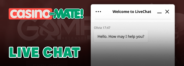 Chatting with Casino Mate online support agents - how to chat
