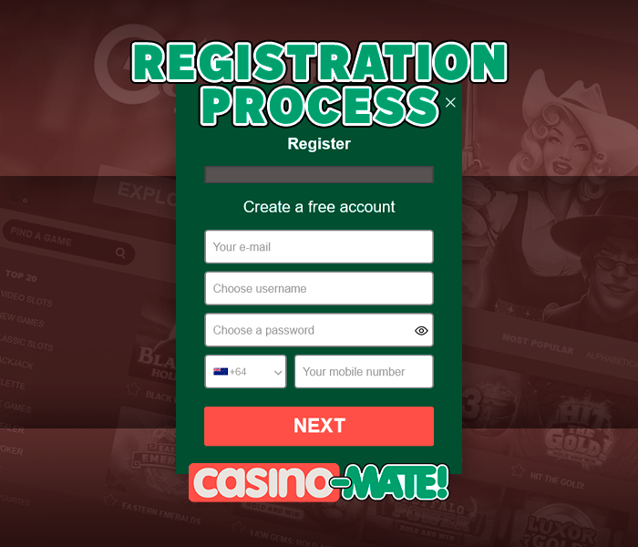 Registering a new account at Casino Mate - detailed instructions